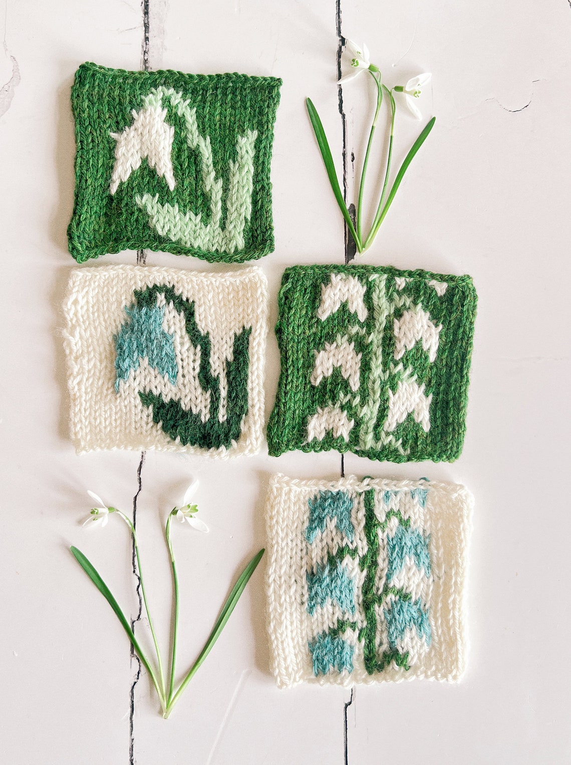 January Colourwork Knitting Patterns - Snowdrops and Bluebells - PDF ...
