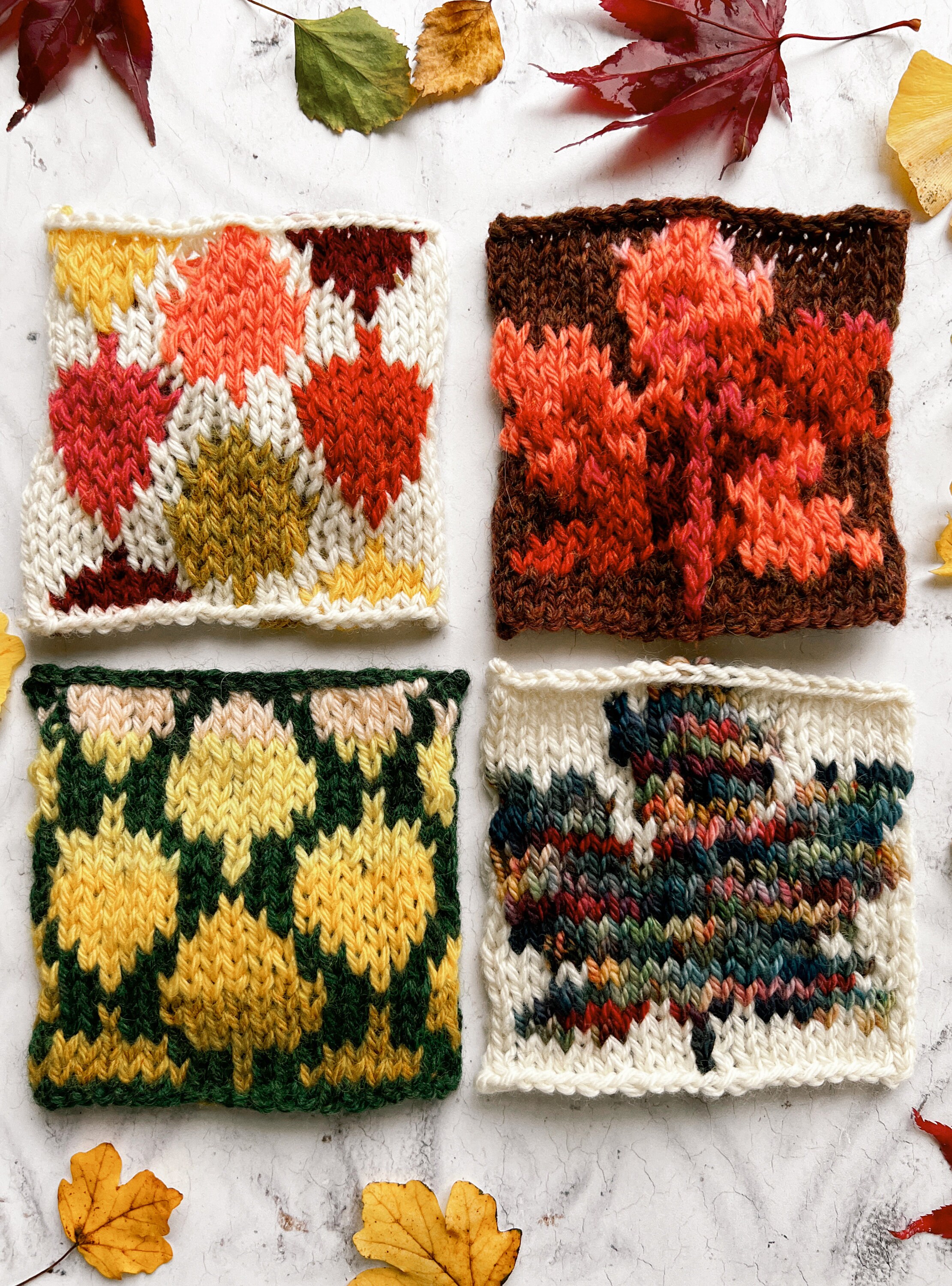 November Colourwork Knitting Patterns - Autumn, Fall, Leaves - PDF ...