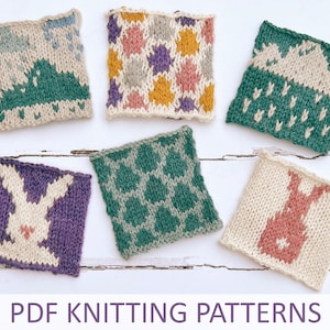 April colourwork knitting patterns - April showers, Easter crafts, Easter bunny- PDF pattern