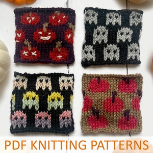 October colourwork knitting patterns - spooky, pumpkin, ghost and ghoul - PDF pattern