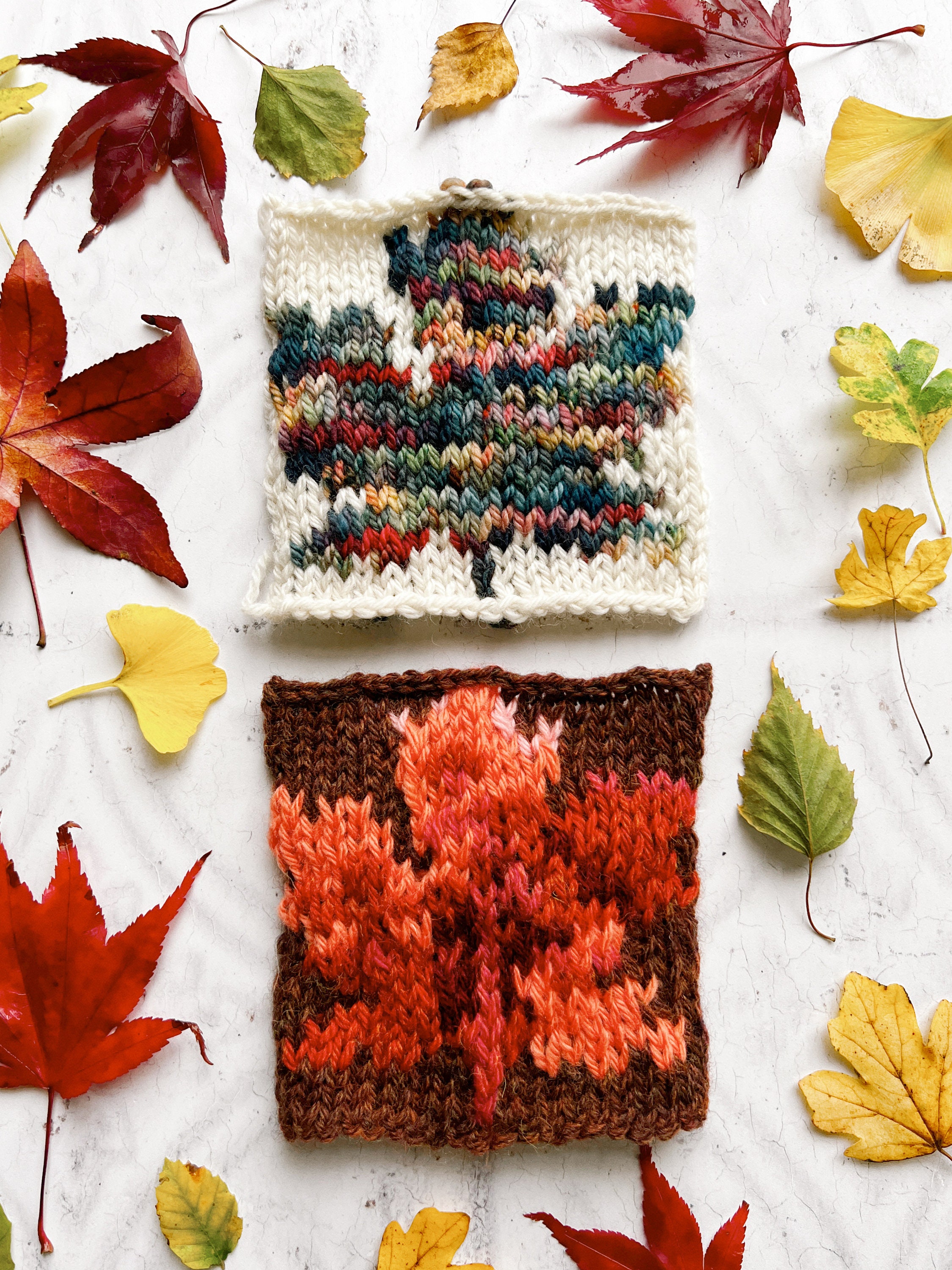 November Colourwork Knitting Patterns - Autumn, Fall, Leaves - PDF ...