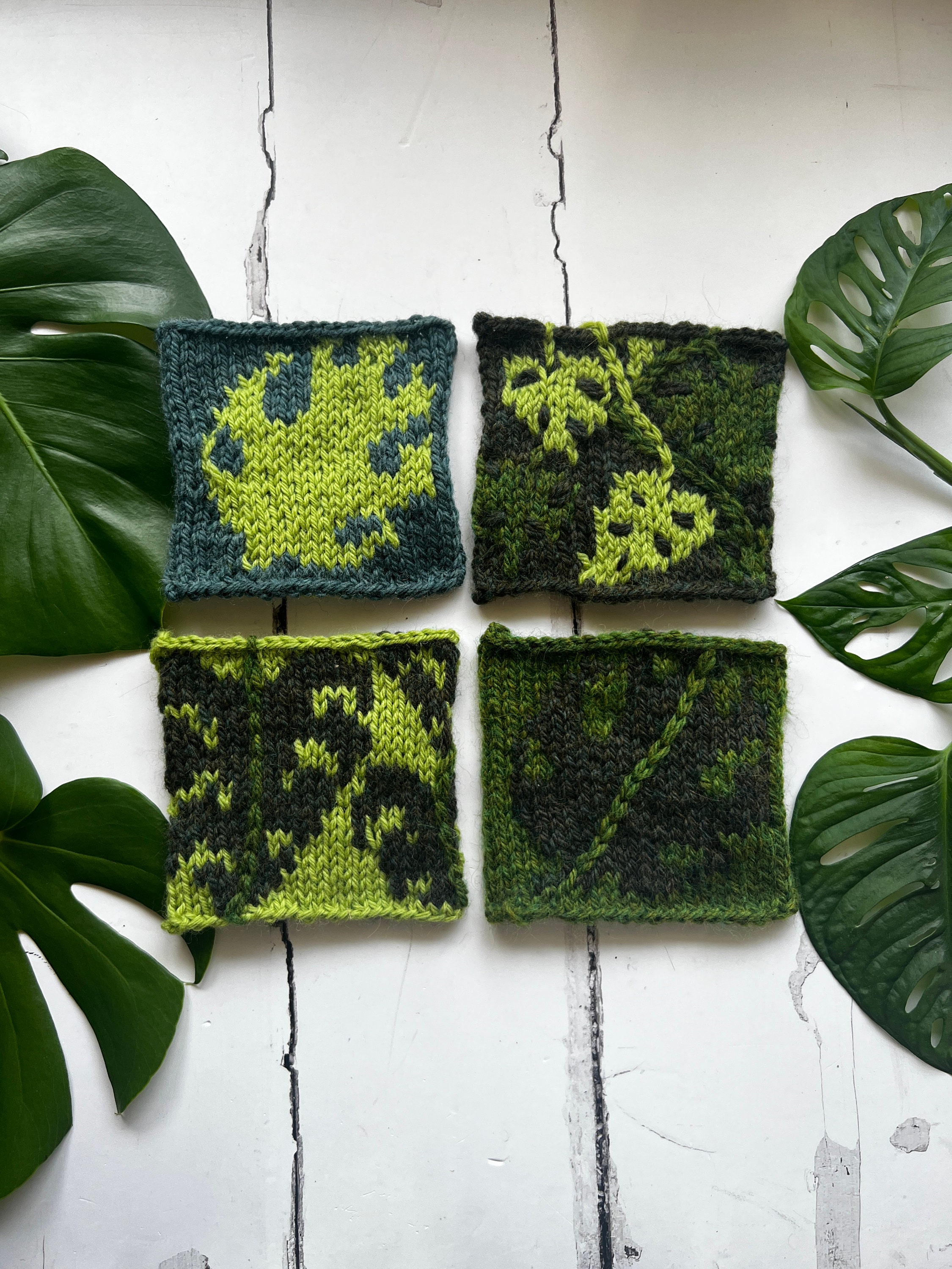 July Colorwork Knitting Patterns - Monstera Deliciosa, Cheese