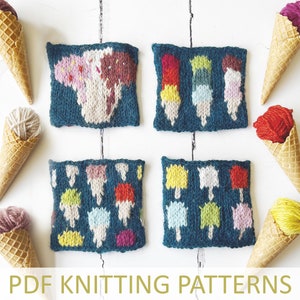 August colourwork knitting patterns - ice cream, ice lolly - PDF pattern