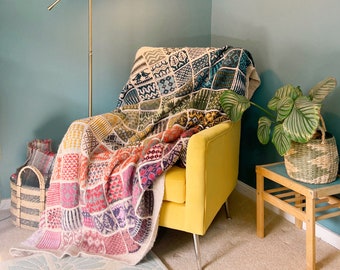 Peace By Piece Blanket Pattern - digital knitting pattern - colourwork afghan