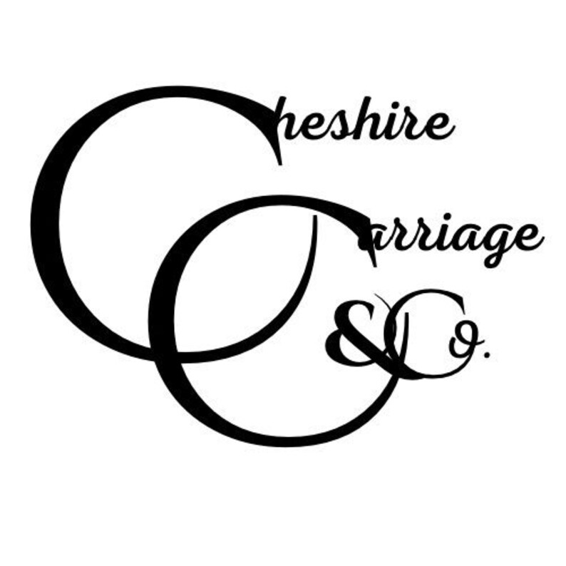 May include: Black and white logo for Cheshire Carriage & Co.