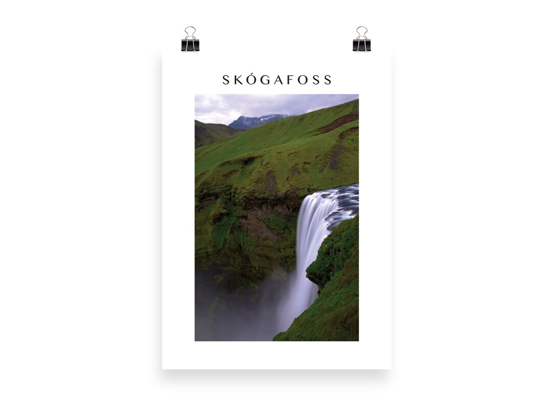 Skogafoss Iceland Travel Poster Photo Print Wall Art Decor Waterfall ...