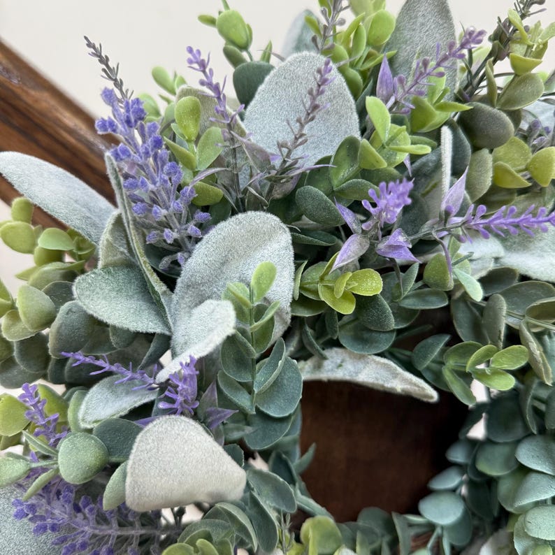 Mini Lavender Eucalyptus and Lamb's Ear Wreath, Purple Lavender Wreath ...