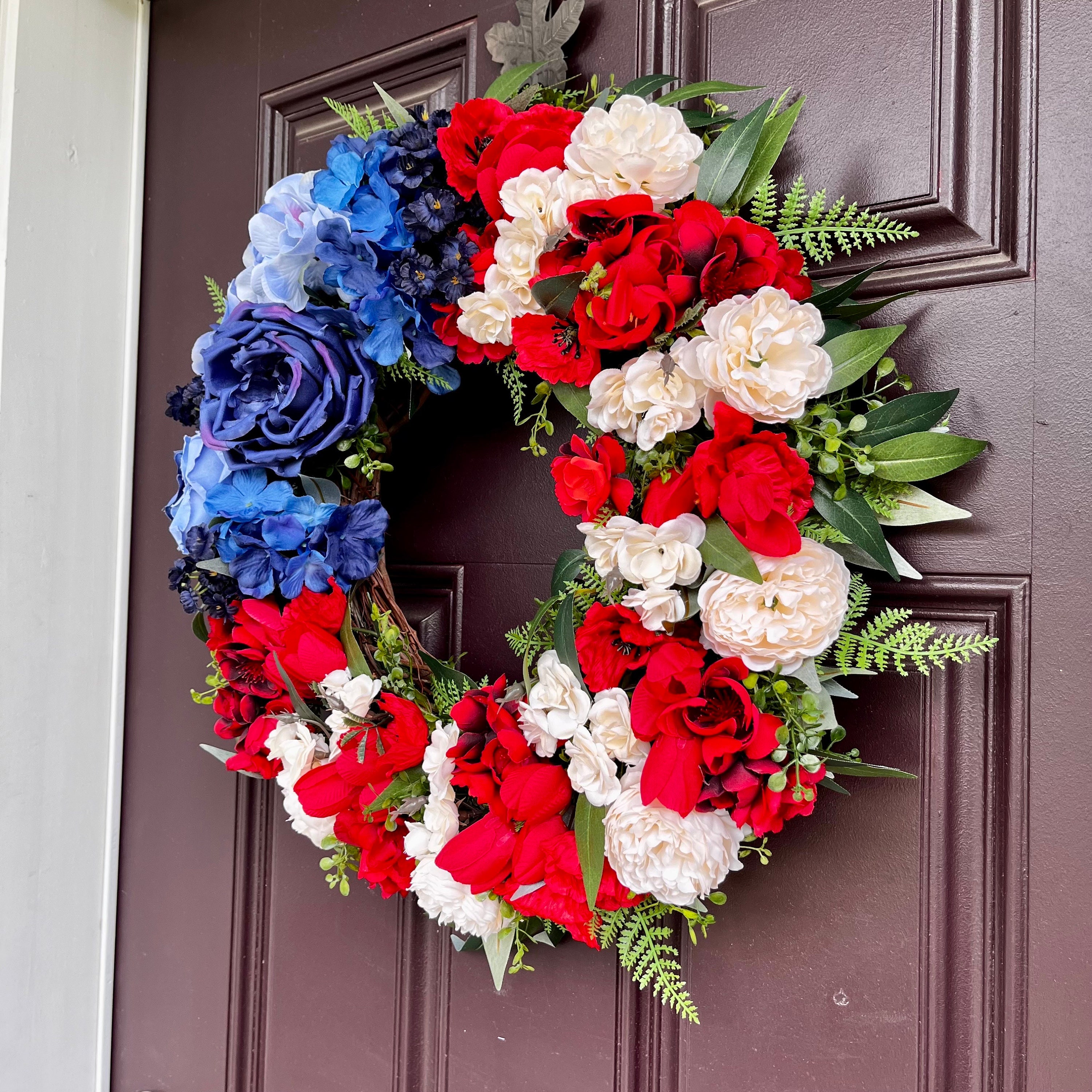 洋楽 Patriotic Glory Red, White & Blue Red White Blue Floral Wreath: Patriotic 4th of July Door Decor - Etsy