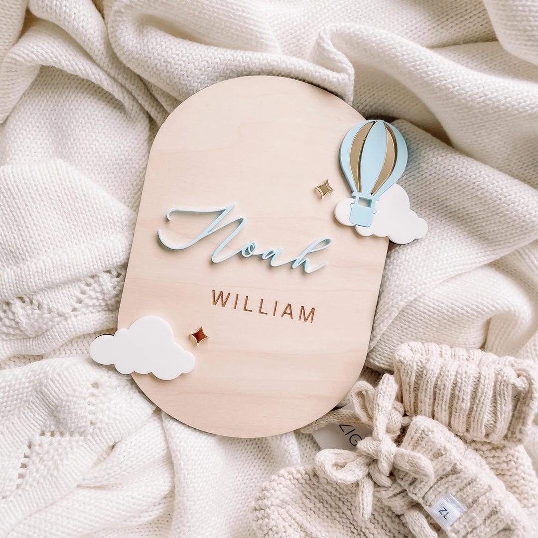 Name Plaque | Hot Air Balloon Plaque | Room Plaque | Baby Announcement ...