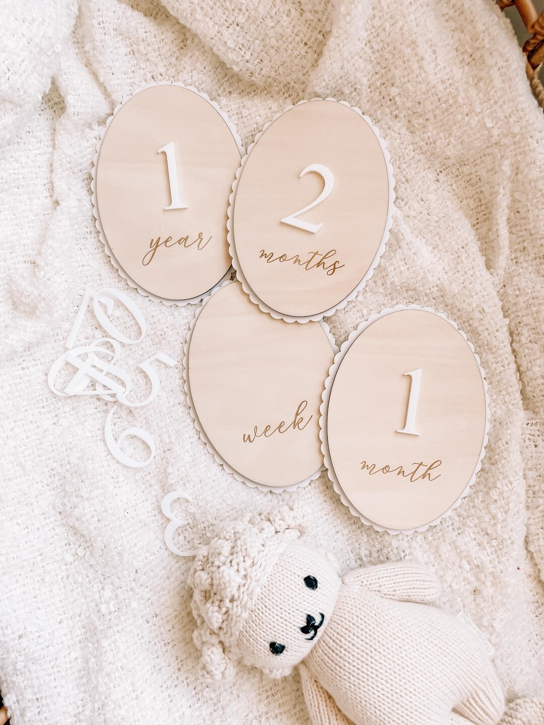 Baby Milestone Discs Set – Wooden & Acrylic Monthly Milestone Cards ...