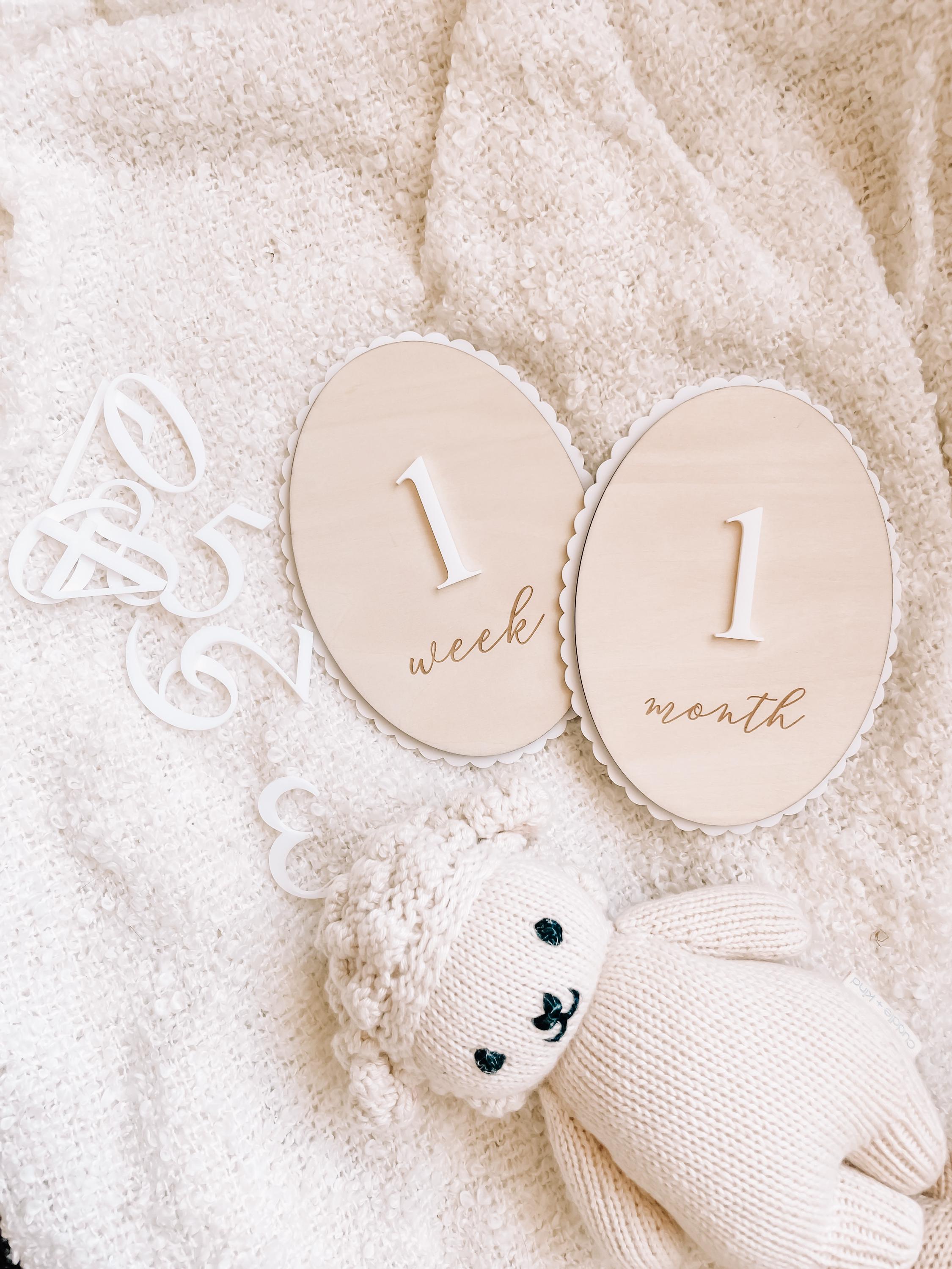 Baby Milestone Discs Set – Wooden & Acrylic Monthly Milestone Cards ...