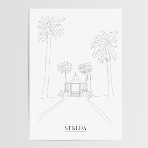 St Kilda print #3- DIGITAL download A3- , line art, Luna Park, st kilda, melbourne, location, suburb, digital print, wall art