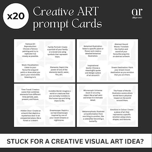 ART TASK prompt cards- minimal design, creative idea cards, art ideas, art prompt, art lessons, art activities, at home art, artist ideas