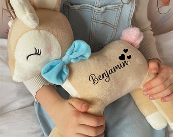 Reh personalisiert mit Namen Geschenkidee Einschulung Kuscheltier für Kinder Ostern Geburt Baby Plüschtier  Stofftier Schulkind Schultüte