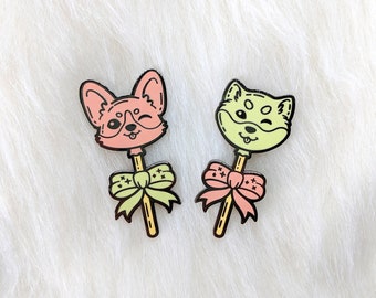 Pastel Shiba Inu Lollipop Dog Hard Enamel Pin