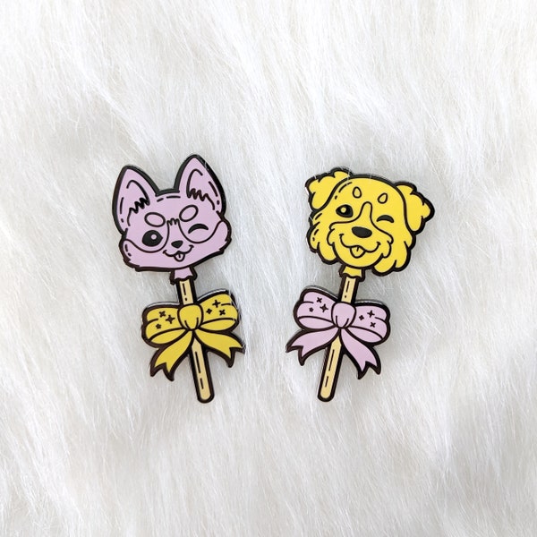 Yellow Aussie Lollipop Dog Hard Enamel Pin