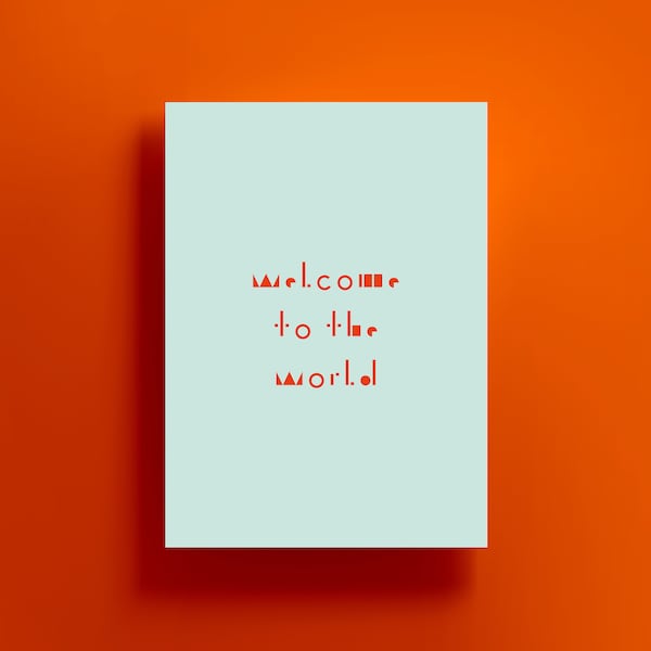 Postkarte, Geburt, Glückwunschkarte, »welcome to the world«, Willkommen, Nachwuchs, Baby