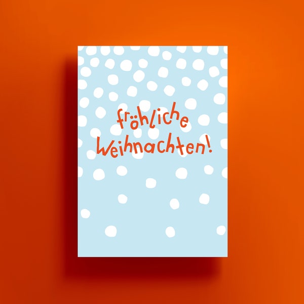 Postkarte, fröhliche Weihnachten, Weihnachten, Christmas, Grußkarte, Typo, Schneeflocken