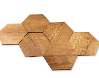 3D Wooden Panels -Wooden Interior Decorative Slats Wall Panels hexagons honeycomb OAK WOOD MINI