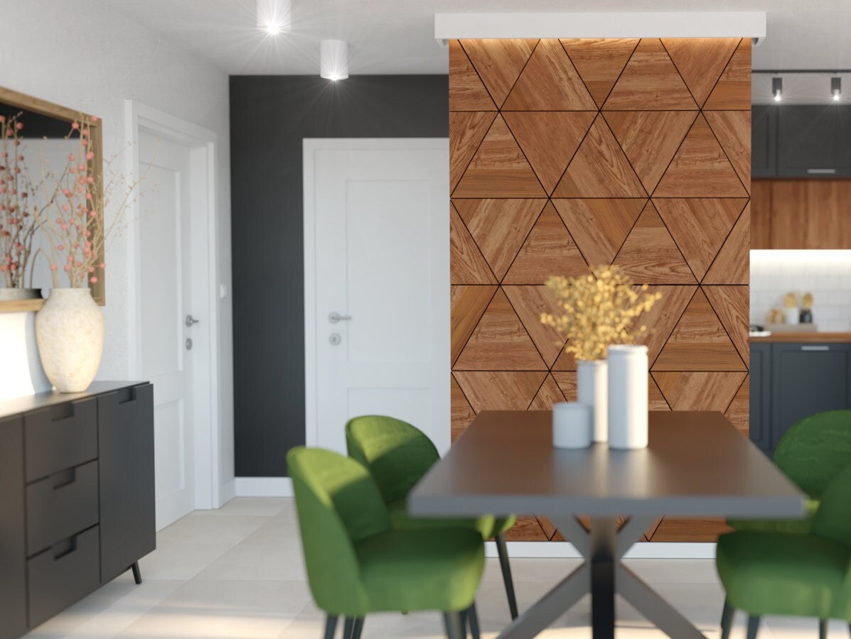 3D Wooden Panels -wooden Interior Decorative Slats Wall Panels Hexagons ...