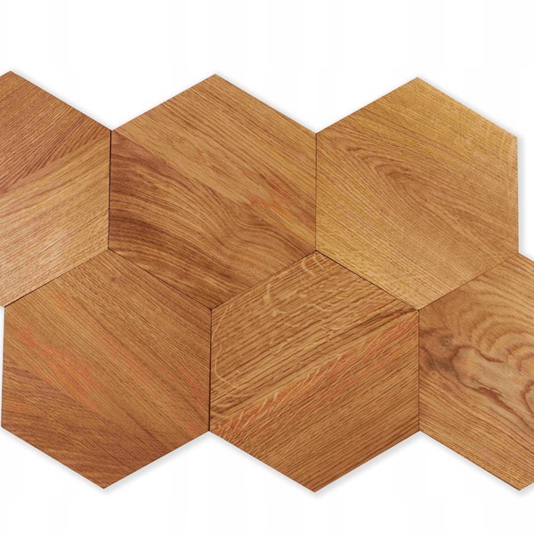 Wooden Panels without knots -Wooden Interior Decorative Slats Wall Panels hexagons honeycomb OAK WOOD MAXI