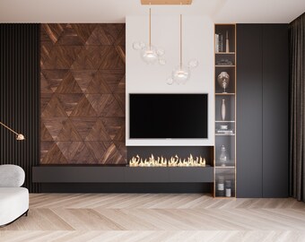 Wooden triangles Wood Panels -Wooden Interior Decorative Slats Wall Panels AMERICAN WALNUT WOOD