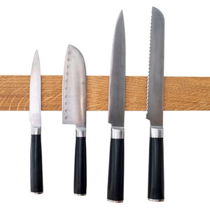 Wooden magnetic knife holder strip hidden screws wall mounted magnetic oak american walnut merbau