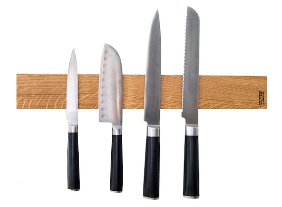 Portacoltelli Magnetico In Legno Di Noce Massello 35,6 Cm - Striscia Magnetica Per Coltelli Da Cucina, Accessori Da Bar E Utensili, Fissaggio A Parete - 5