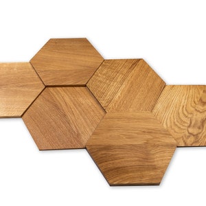 3D Wooden Panels -Wooden Interior Decorative Slats Wall Panels hexagons honeycomb OAK WOOD MAXI