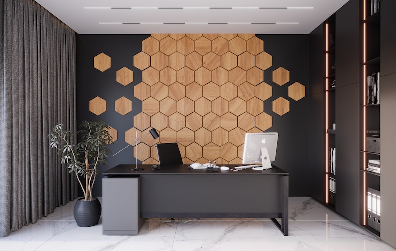 3D Wooden Panels -wooden Interior Decorative Slats Wall Panels Hexagons ...