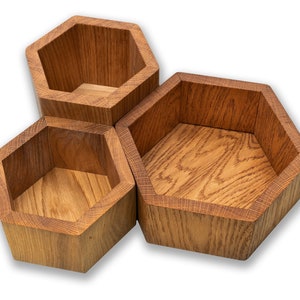 The set of 3 Hexagon shelves Natural OAK Honeycomb Shelves Wall Shelves Wall panels slats