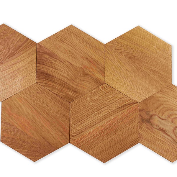 Wooden Panels wood without knots - Wooden Interior Decorative Slats Wall Panels hexagons honeycomb OAK WOOD MIDI