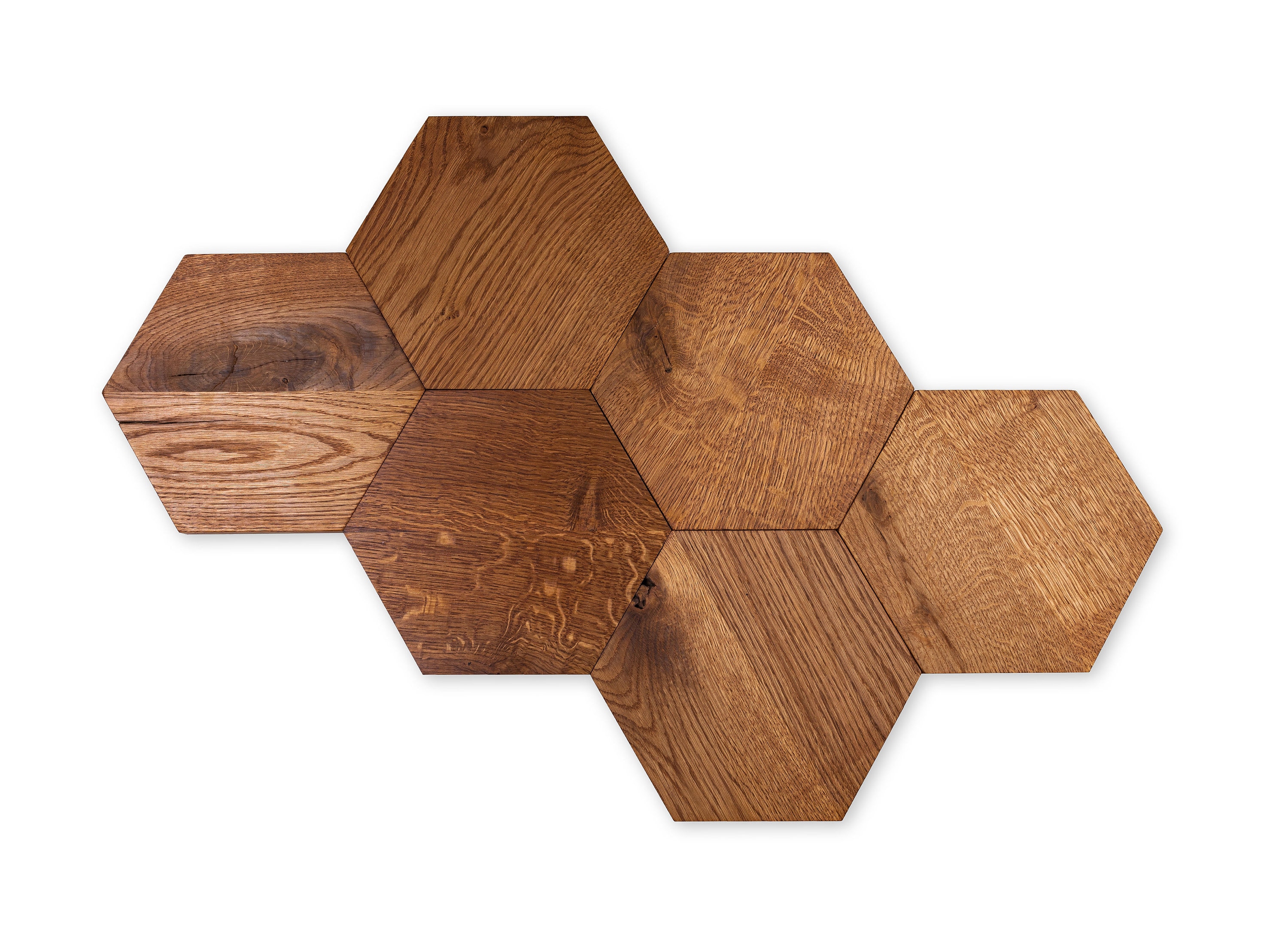 Wooden Panels -Wooden Interior Decorative Slats Wall Panels hexagons honeycomb OAK WOOD MAXI