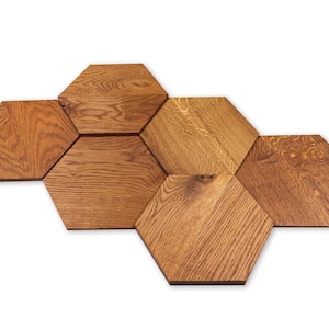 3D Wooden Panels -Wooden Interior Decorative Slats Wall Panels hexagons honeycomb OAK WOOD MIDI