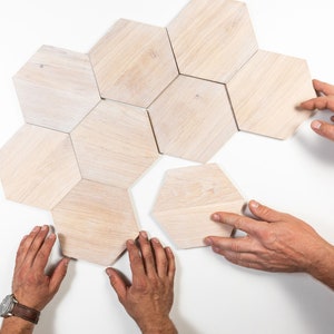 Wooden Panels -Wooden Interior Decorative Slats Wall Panels hexagons honeycomb OAK WOOD MINI