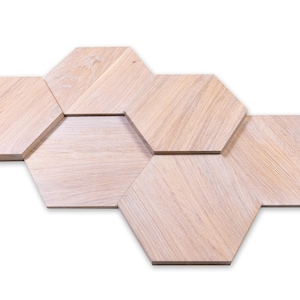 3D Wooden Panels -Wooden Interior Decorative Slats Wall Panels hexagons honeycomb OAK WOOD MINI