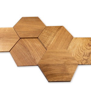 3D Wooden Panels -Wooden Interior Decorative Slats Wall Panels hexagons honeycomb OAK WOOD MIDI