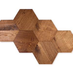 Wooden Panels -Wooden Interior Decorative Slats Wall Panels hexagons honeycomb OAK WOOD MINI