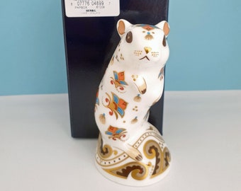 Royal Crown Derby Paperweight - GERBIL - Gold Stopper, Original Box