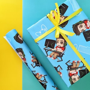 Gaming Wrapping Paper, Gift Wrap, PC Gamer Boy Birthday Present, Kids, Children, Teenager - Pack of 2 or 4 Sheets