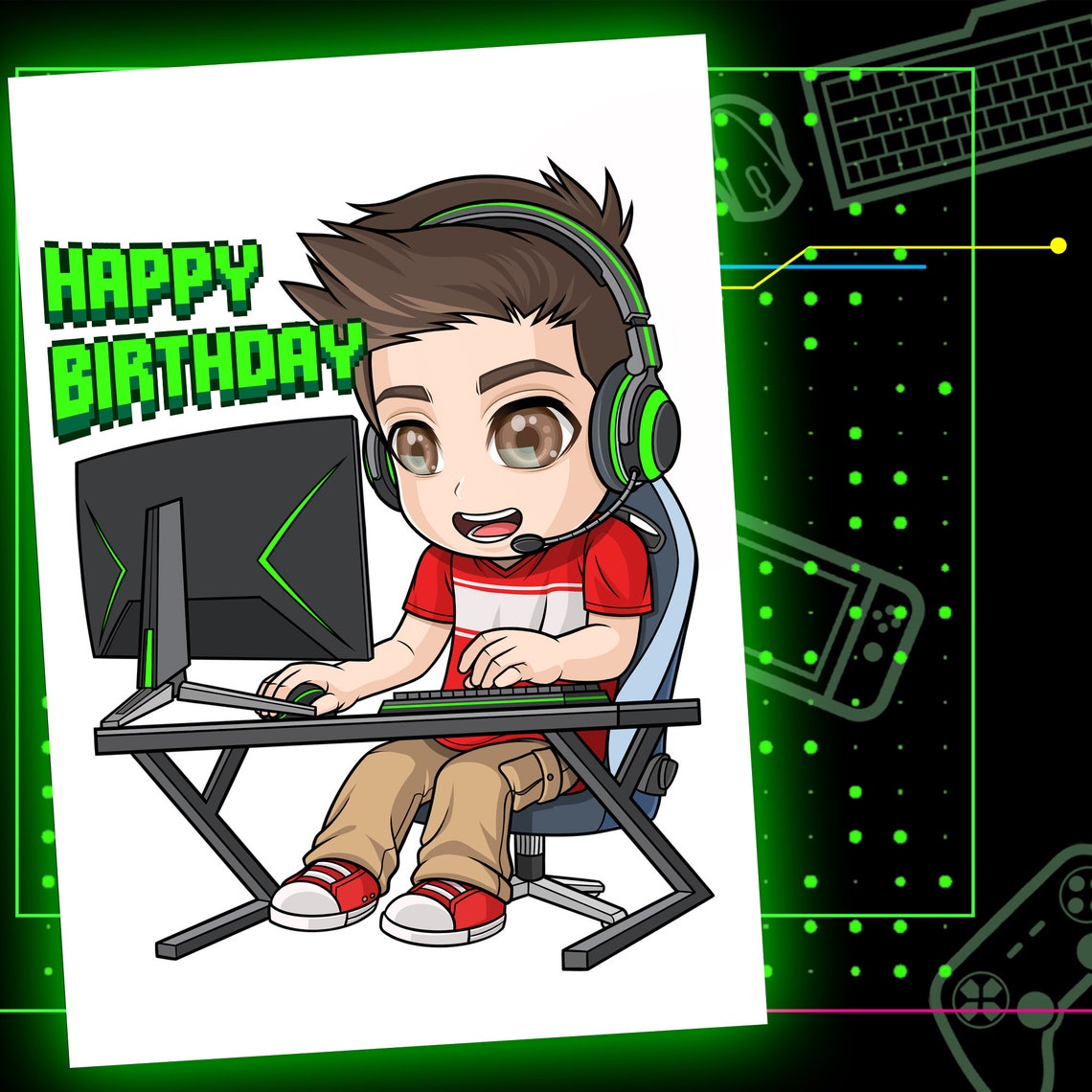 Gamer Birthday Card Gaming Card for Boys Son Birthday Card - Etsy