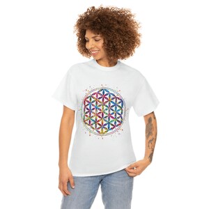 Flower of Life Printed T-shirt, Unisex Heavy Cotton Tee, Unisex T-Shirt, Design t-shirt, custom tshirt, comfort colors tshirt, tshirt women,