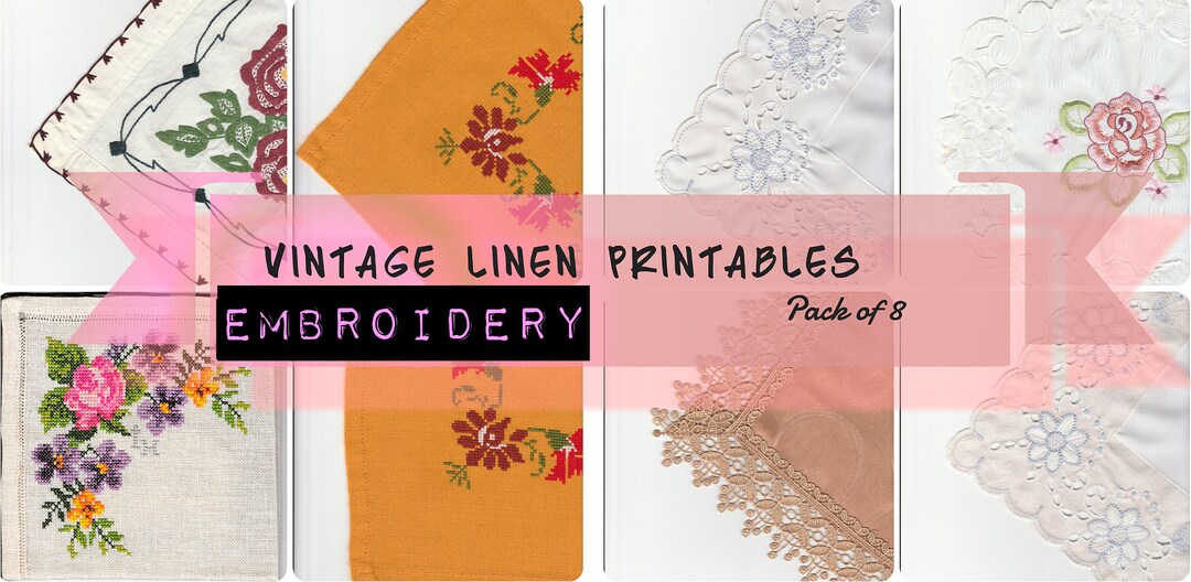 Digital Printable Linens Embroidery. Package 1 Etsy
