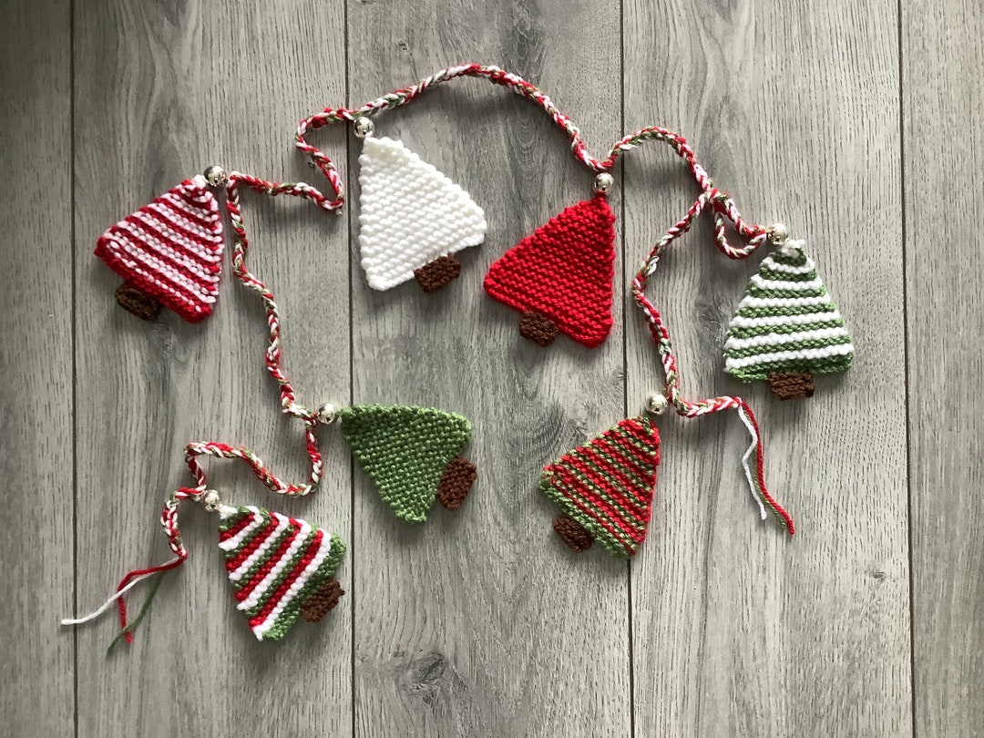 Hand Knitted Christmas Tree Garland/ Bunting Etsy UK