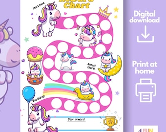UNICORN Reward Chart | Girl Reward | Chore Chart Printable Unicorn Behavior Chart | Daily Chore Chart | Kids Routine Sticker Chart