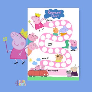 PEPPA PIG-belöningstabell | Utskrivbar Peppa Pig-beteendetabell | Daglig sysslatabell | Barnrutinsklistermärkestabell | Peppa Pig-belöningstabell