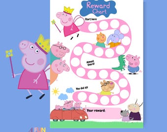 Tabela nagród Świnki Peppy | Tabela zachowań Świnki Peppy do druku | Tabela codziennych obowiązków | Tabela naklejek z rutyną dla dzieci | Tabela nagród Świnki Peppy