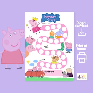 PEPPA PIG ご褒美チャート | 印刷可能な Peppa Pig 行動チャート | 毎日の家事チャート | 子供のルーチン ステッカー チャート | Peppa Pig ご褒美チャート
