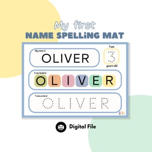 Name Tracing Mat I My first name spelling l Worksheet l Editable Name Tracing l Homeschool activity l Printable Activity for Toddlers