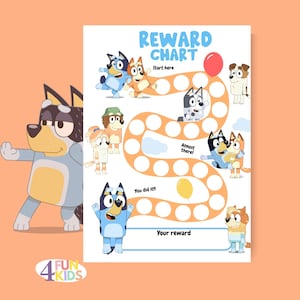 BLUEY Reward Chart | Printable Bluey Behavior Chart | Daily Chore Chart | Kids Routine Sticker Chart | Bluey Reward Chore Chart